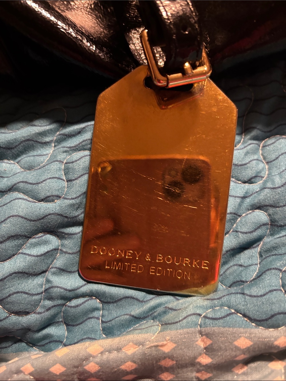 Dooney & Bourke Black Patent Tote with Gold Hardware - Picture 8 of 10